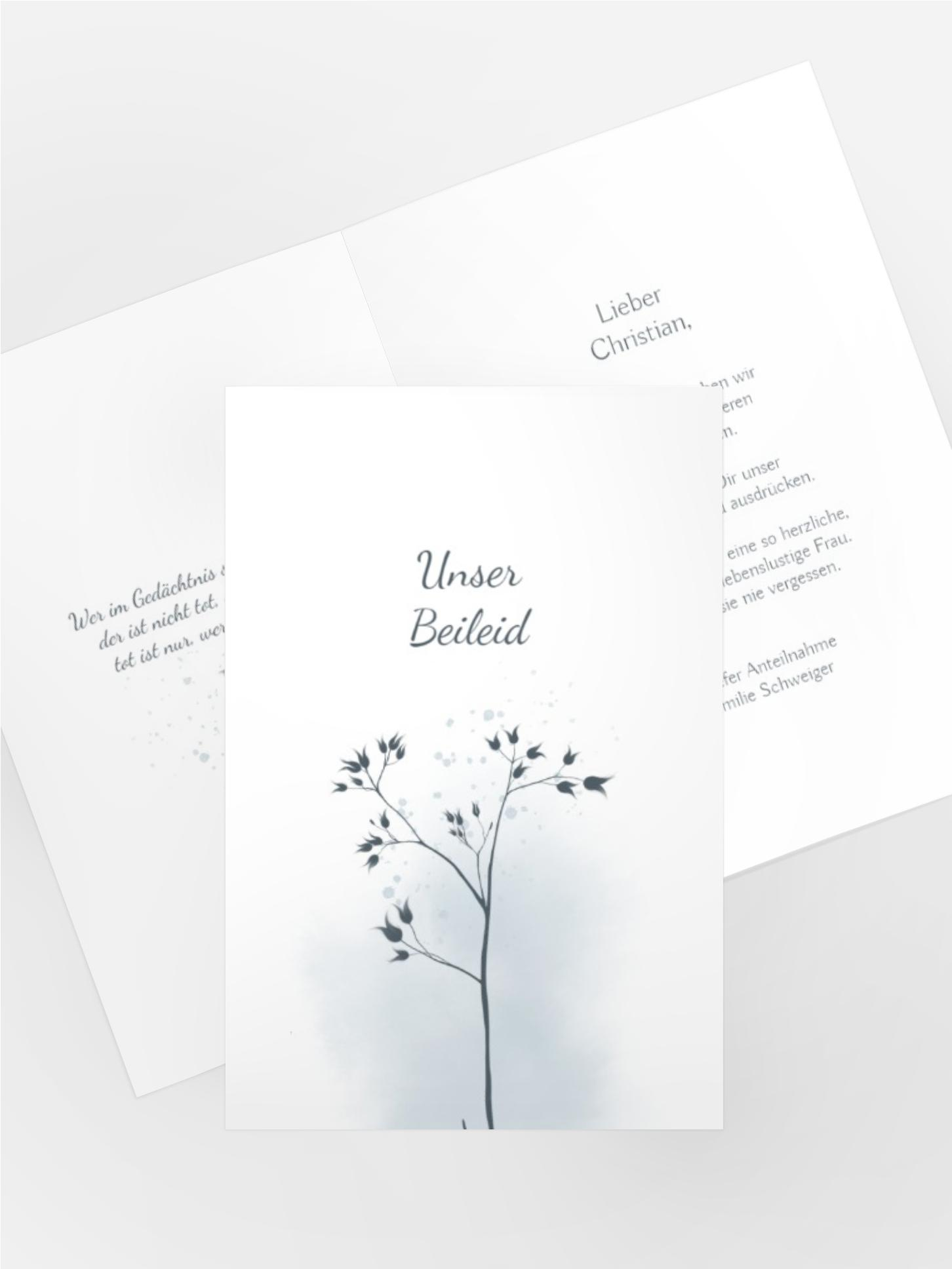 Kondolenzkarte Zweig im Nebel