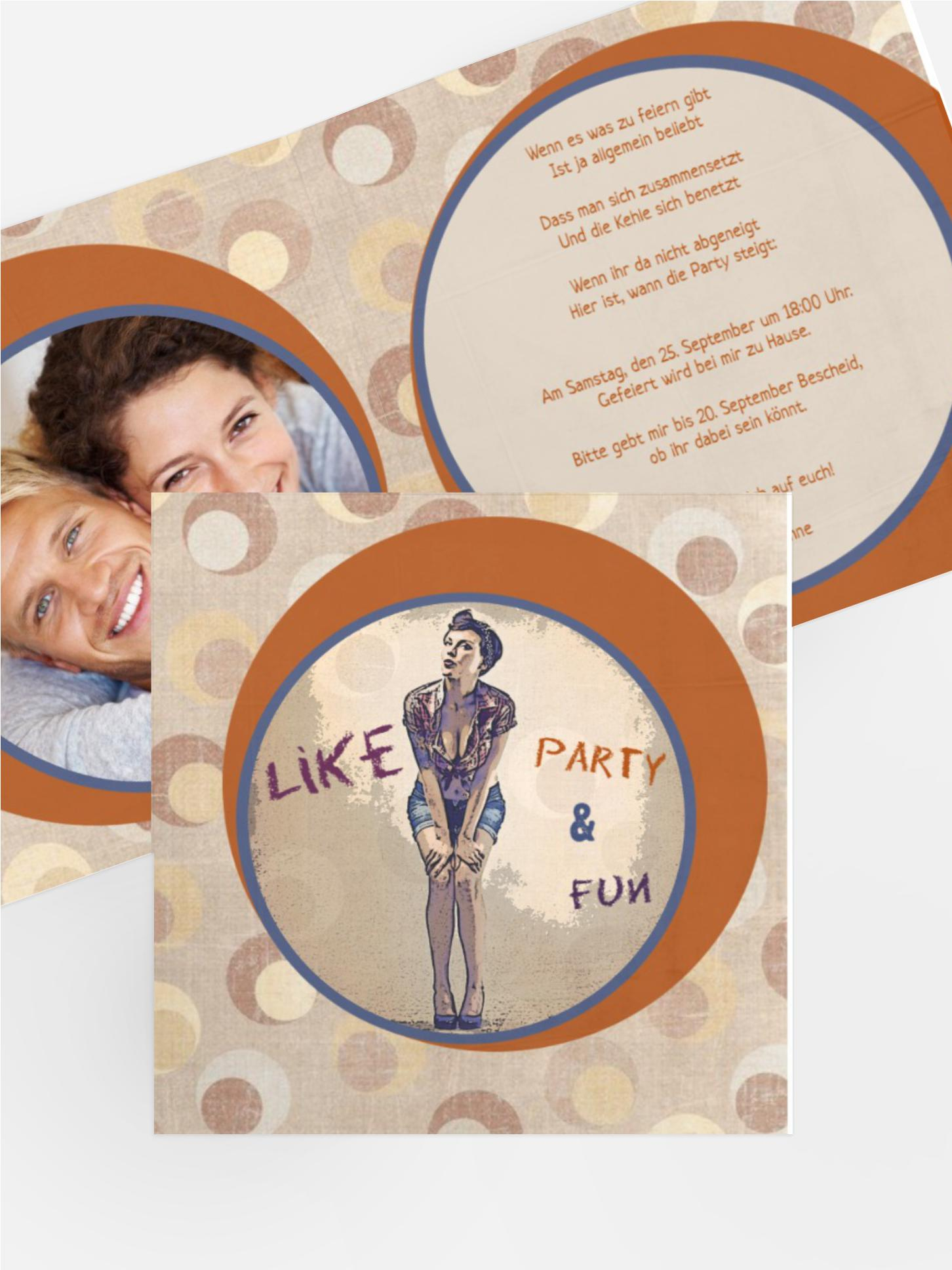 Einladung zum Geburtstag Retro Pin up Foto