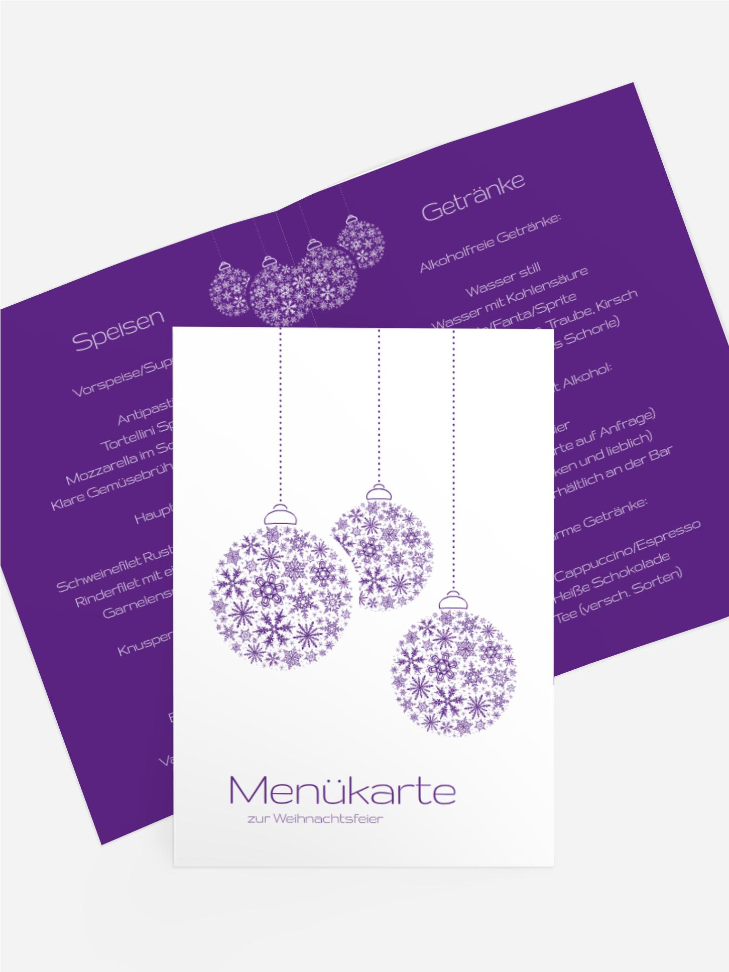 Menükarte Weihnachten Kugeln