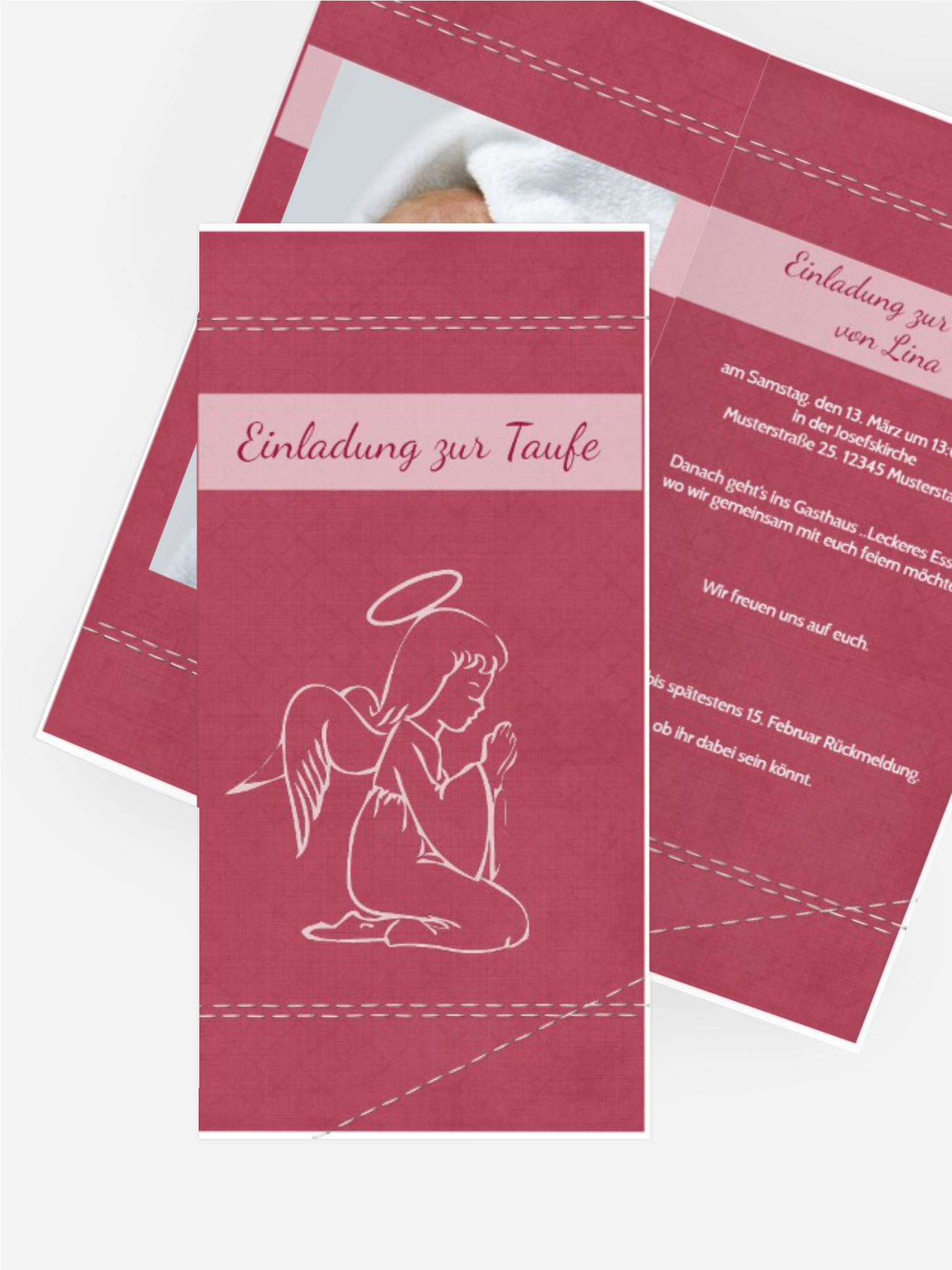 Einladungskarte zur Taufe Engel