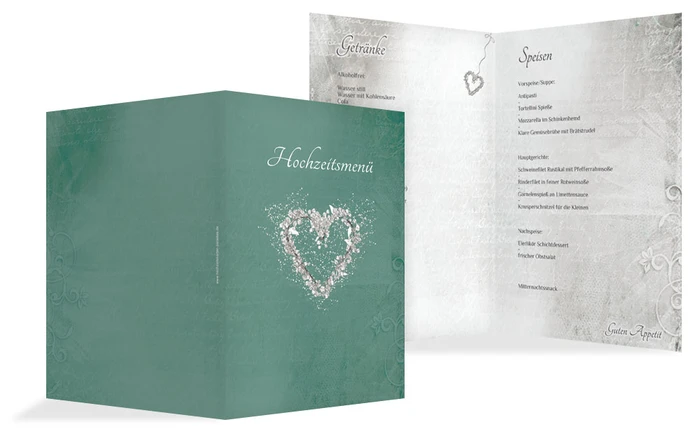 Menükarte glamour heart