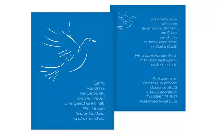 Einladungskarte Kommunion Pigeon Einladungskarte Kommunion Pigeon