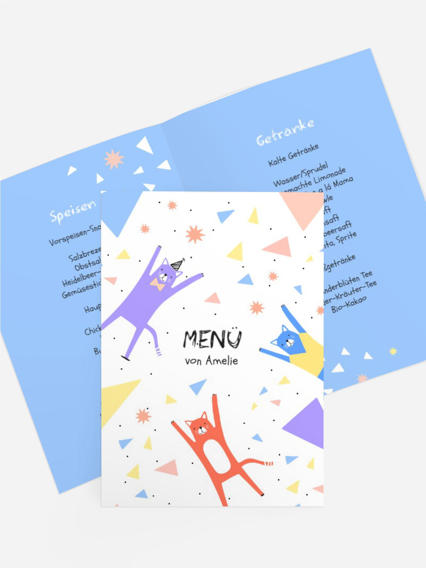 Menükarte Kindergeburtstag Verrückte Katzen