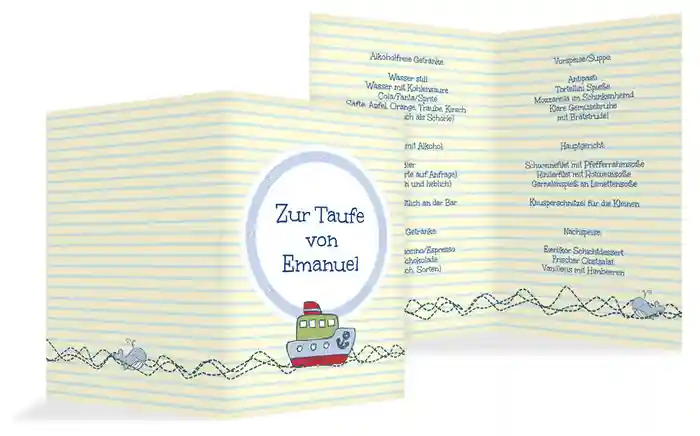 Taufe Menuekarte Meer