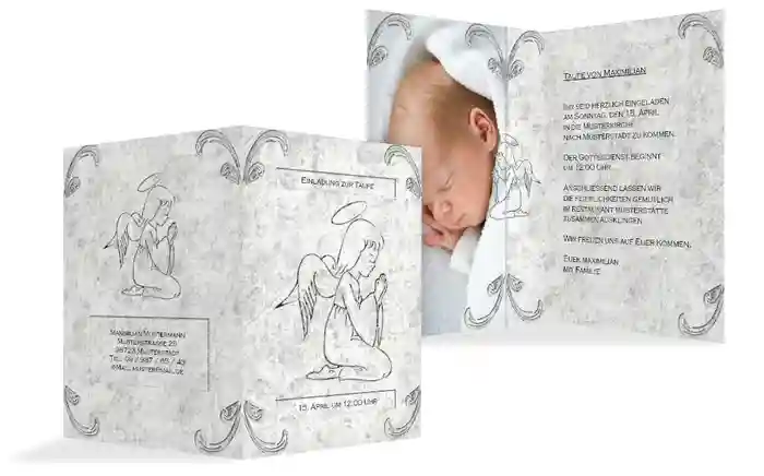 Einladung zur Taufe Relief-Engelchen