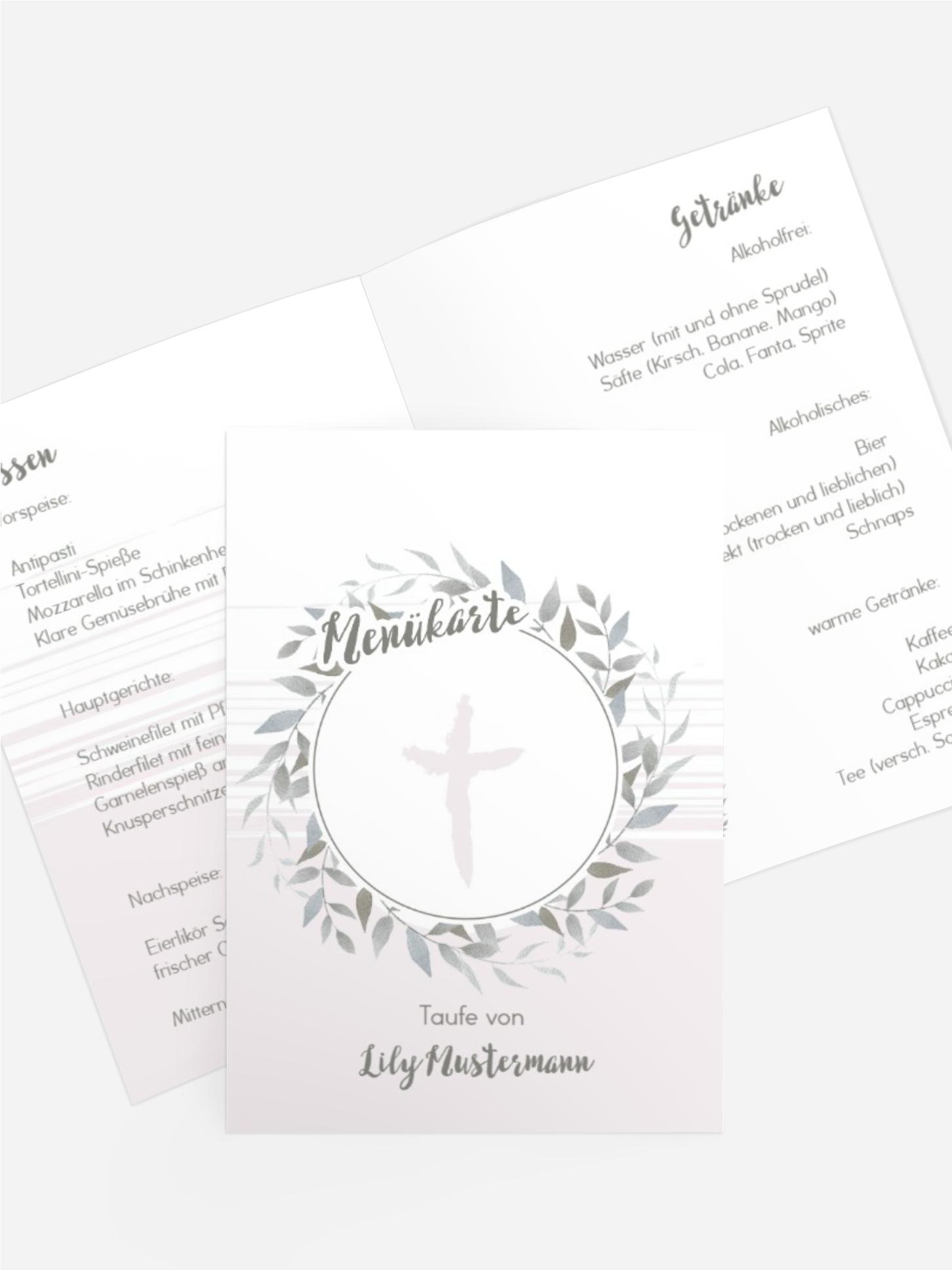 Menükarte Taufe Kranz