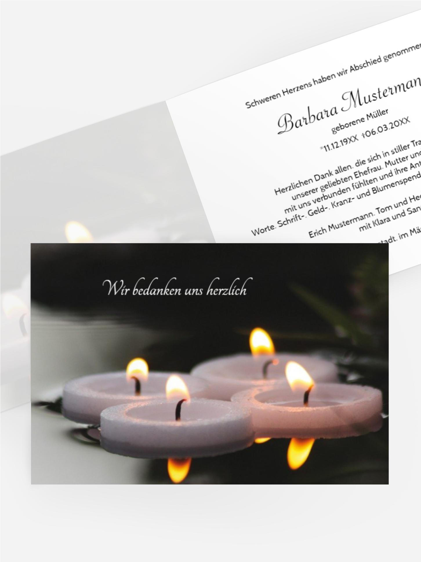 Dankeskarte Schwimmkerzen quer
