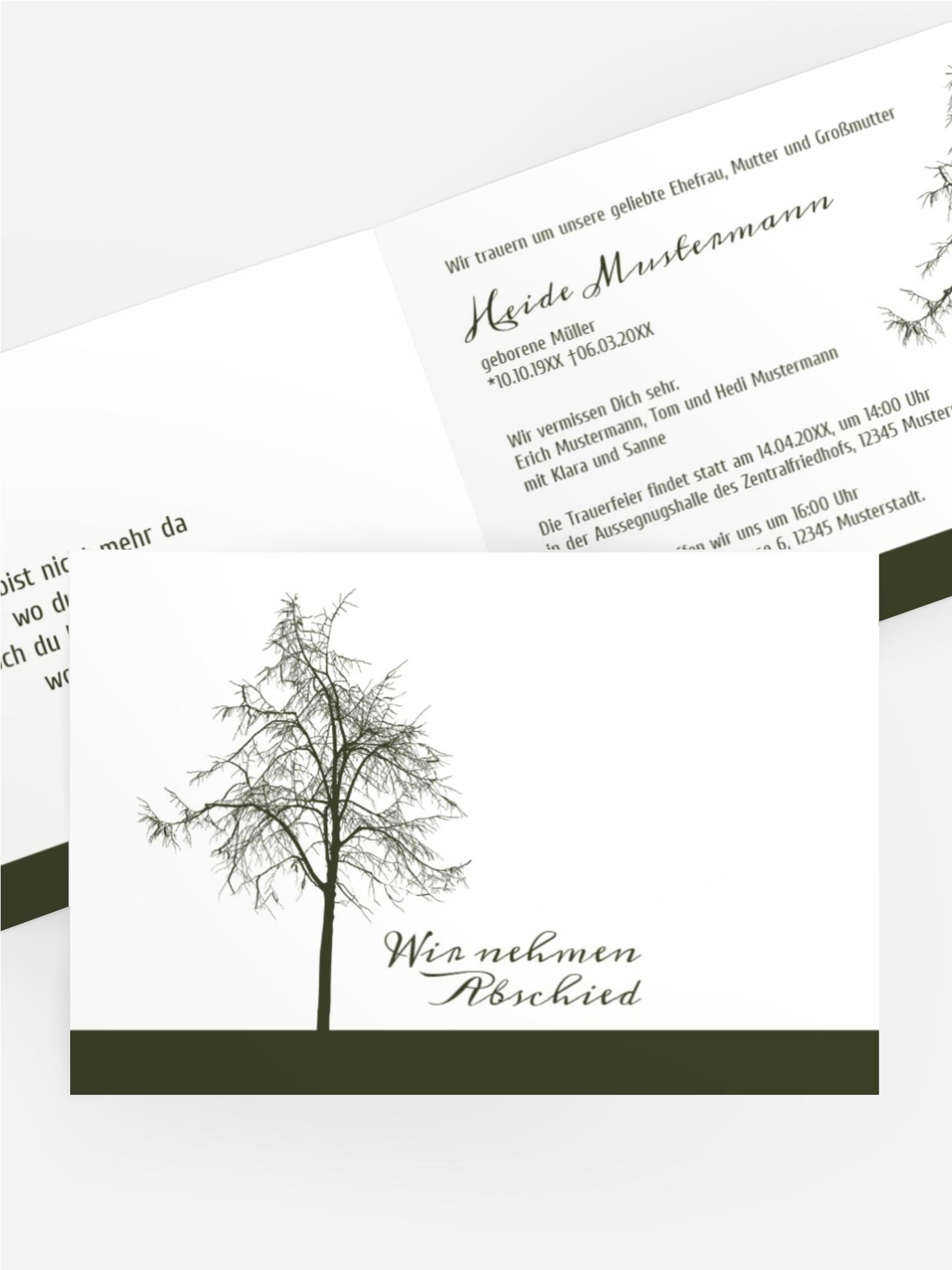 Trauerkarte Tree quer