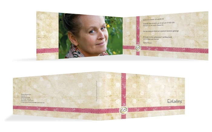 Einladung zum 65. Geburtstag Pünktchen Foto Einladung zum 65. Geburtstag Pünktchen Foto