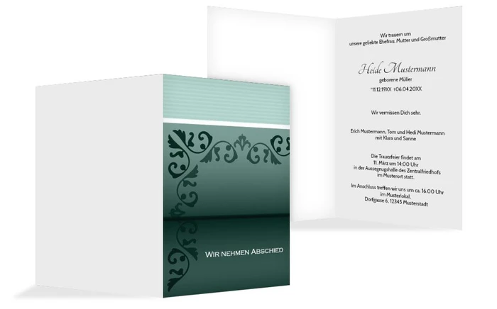 Trauerkarte Briefpapier hoch