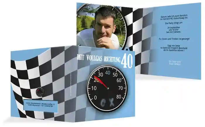 Einladungskarte Geburtstag Vollgas 40