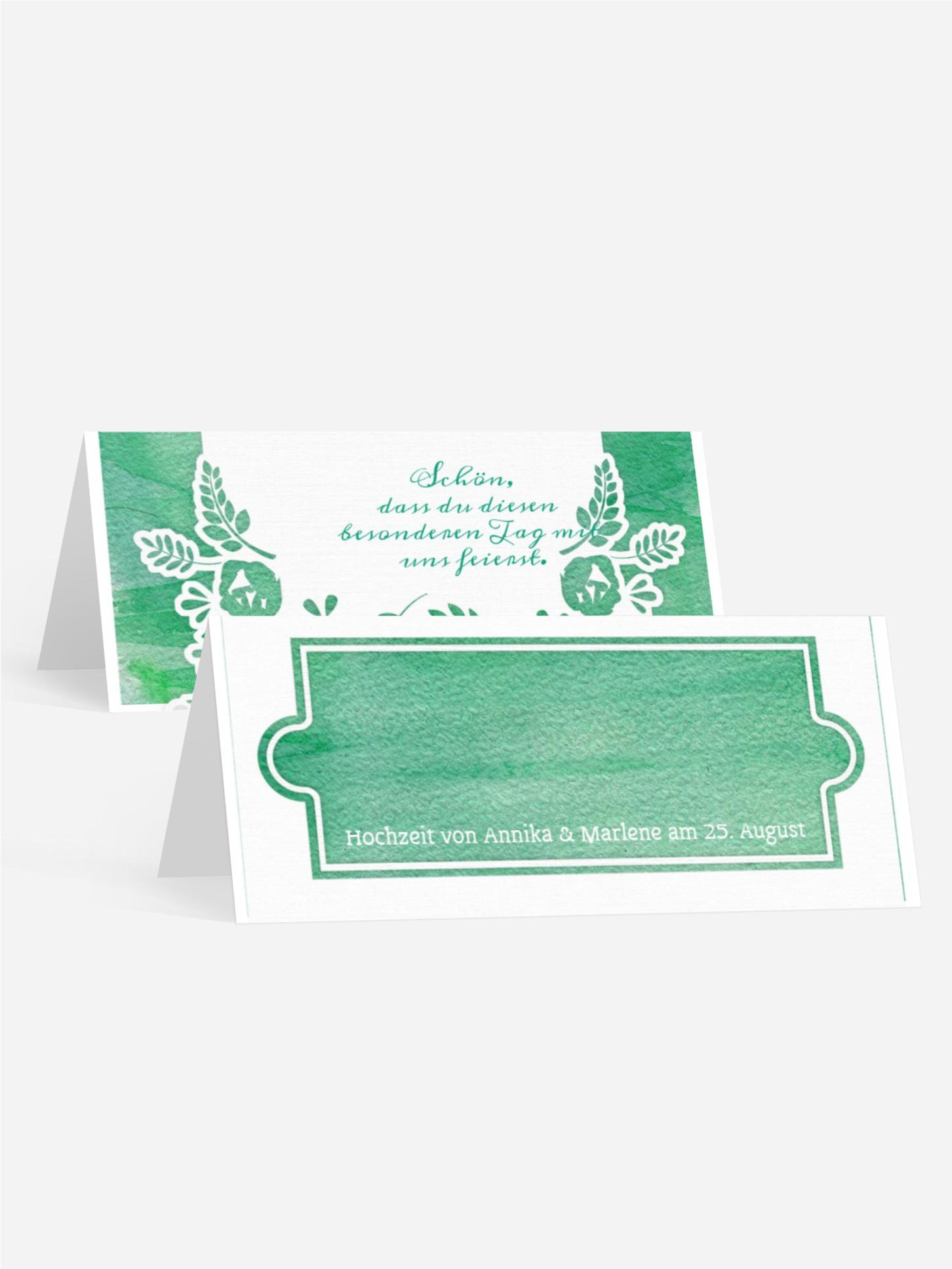 Hochzeitstischkarte Vogelpaar Brautkleid