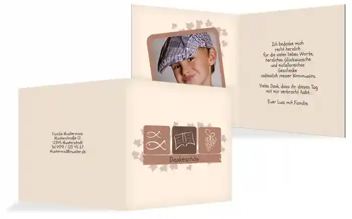 Dankeskarte Kommunion Blatt