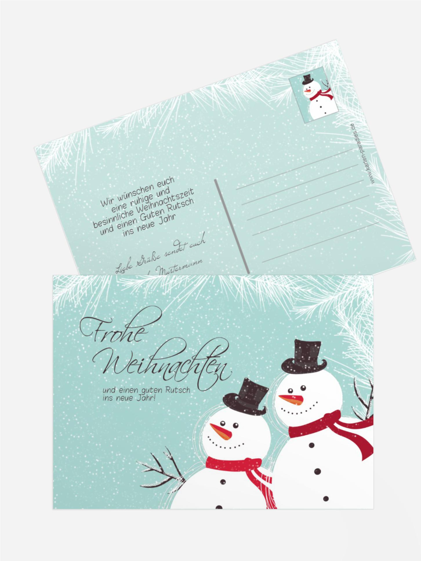 Weihnachtsgrußkarte Schneemänner