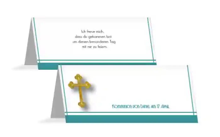 Tischkarte zur Kommunion Gebetbuch