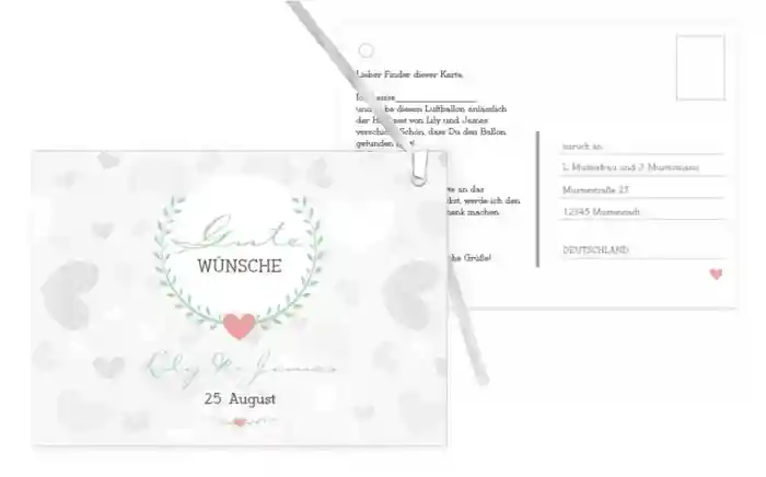 Ballonkarte zur Hochzeit zarte Ranke