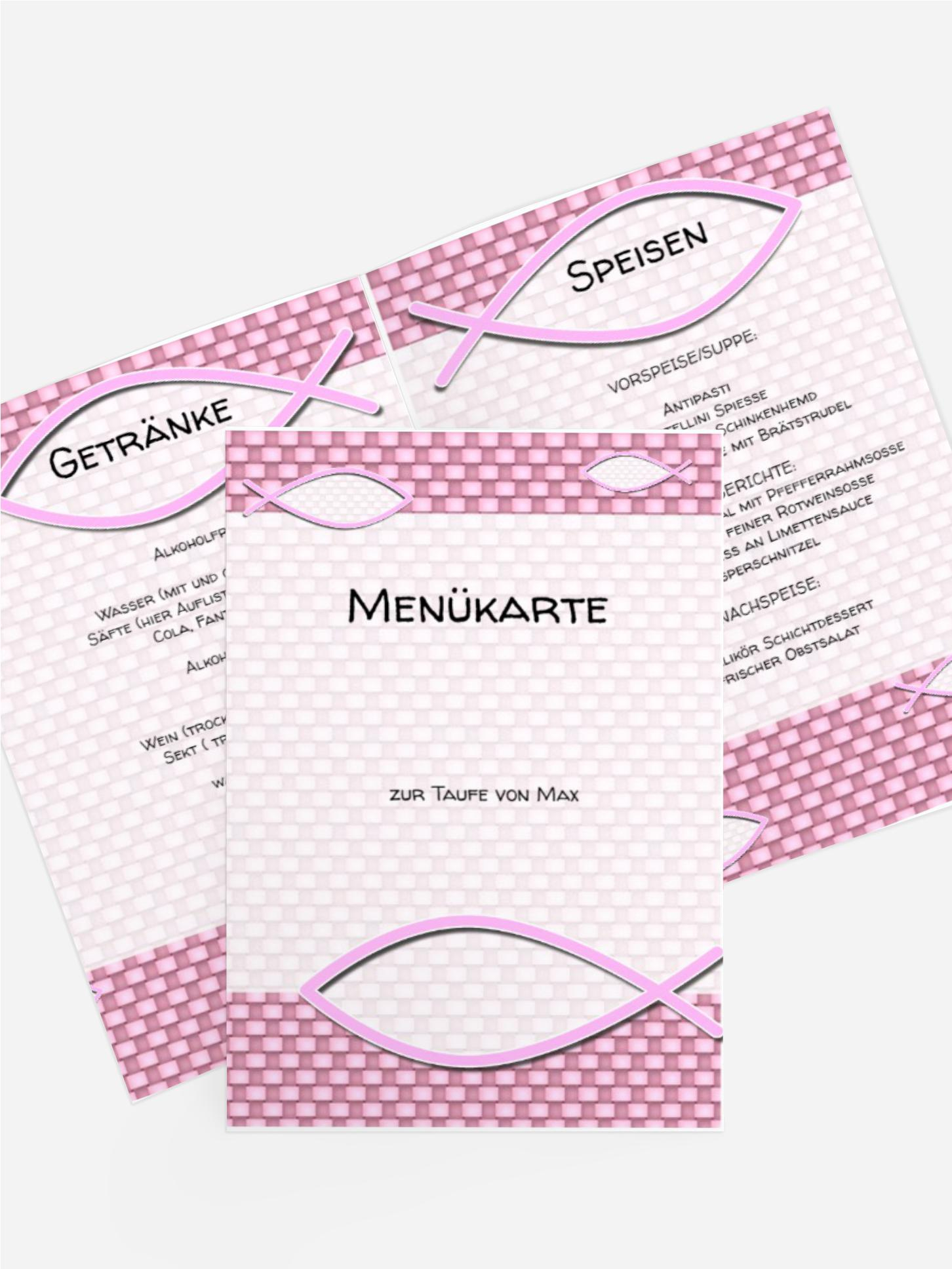 Menükarte Taufe Jesusfisch