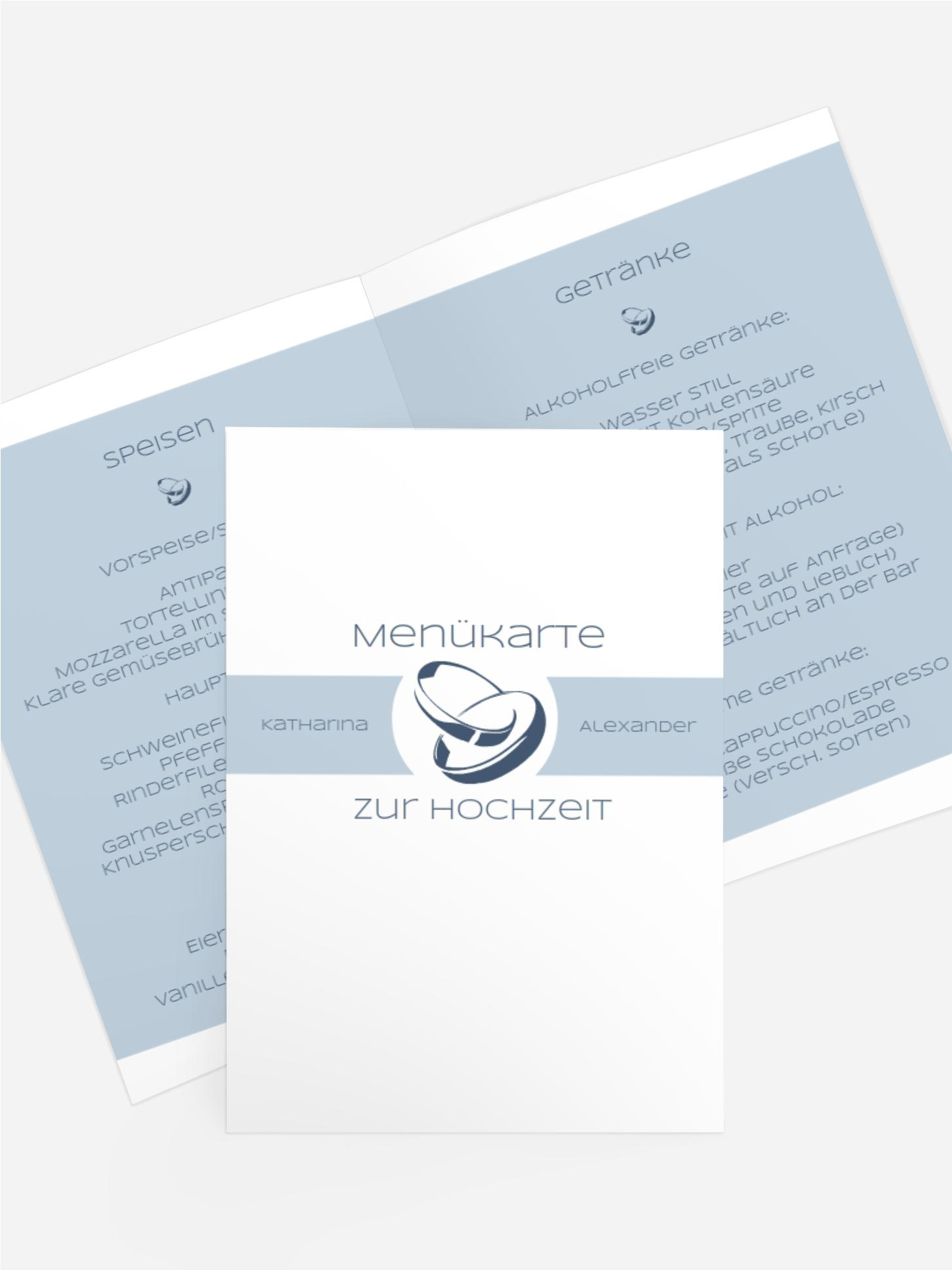 Menükarte Hochzeit Ringeband