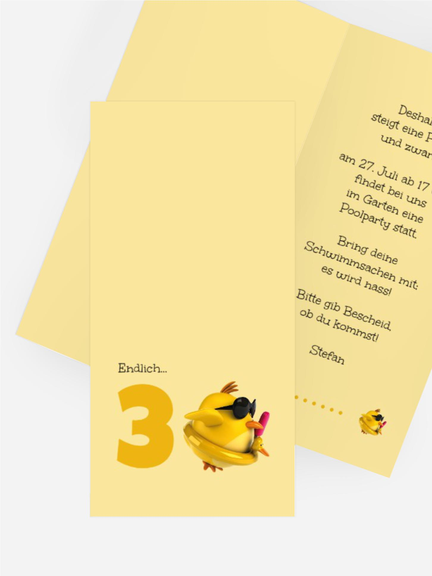 Geburtstagseinladungskarte Kuecken 30