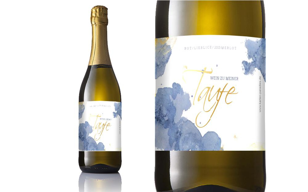 Flaschenetikett Taufe heiliger Raum