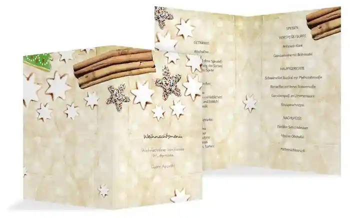 Weihnachts Menükarte Plätzchentisch