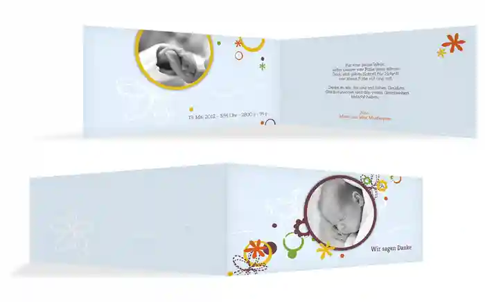 Baby Dankeskarte Blumenornament