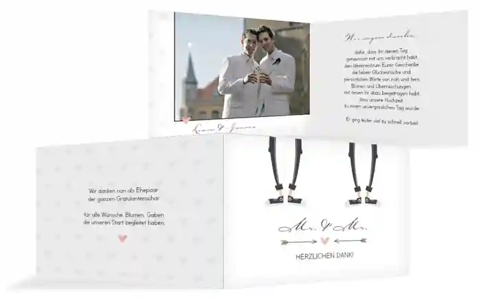 Danksagungskarte zur Hochzeit Pärchen - Männer Danksagungskarte zur Hochzeit Pärchen - Männer