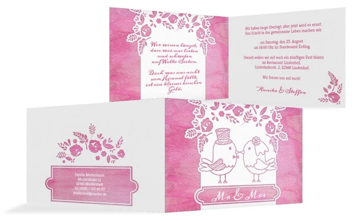 Hochzeitseinladung Vogelpaar