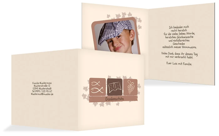 Dankeskarte Kommunion Blatt Dankeskarte Kommunion Blatt