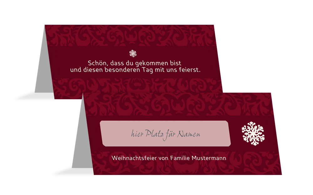 Tischkarte Weihnachten Flocke Tischkarte Weihnachten Flocke