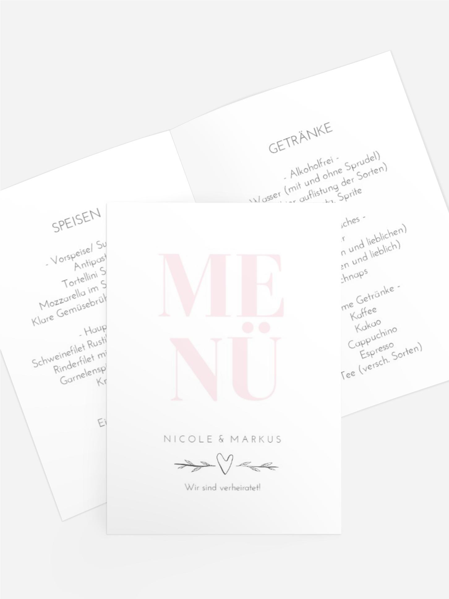 Menükarte Herzensziel