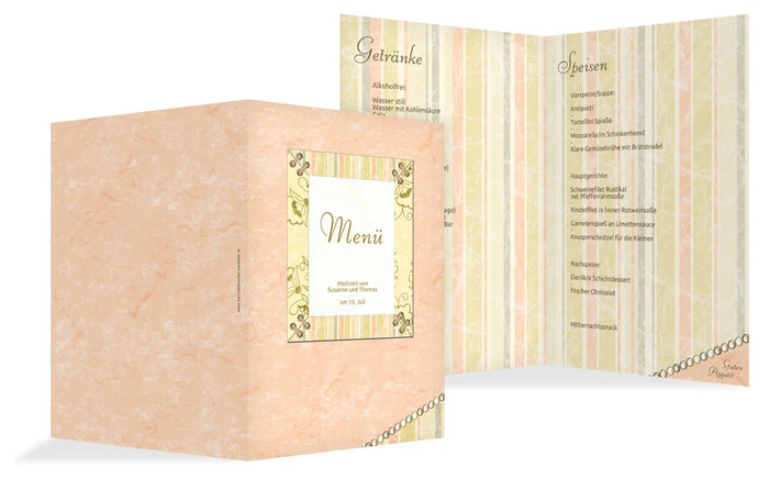 Menükarte Bund fürs Leben