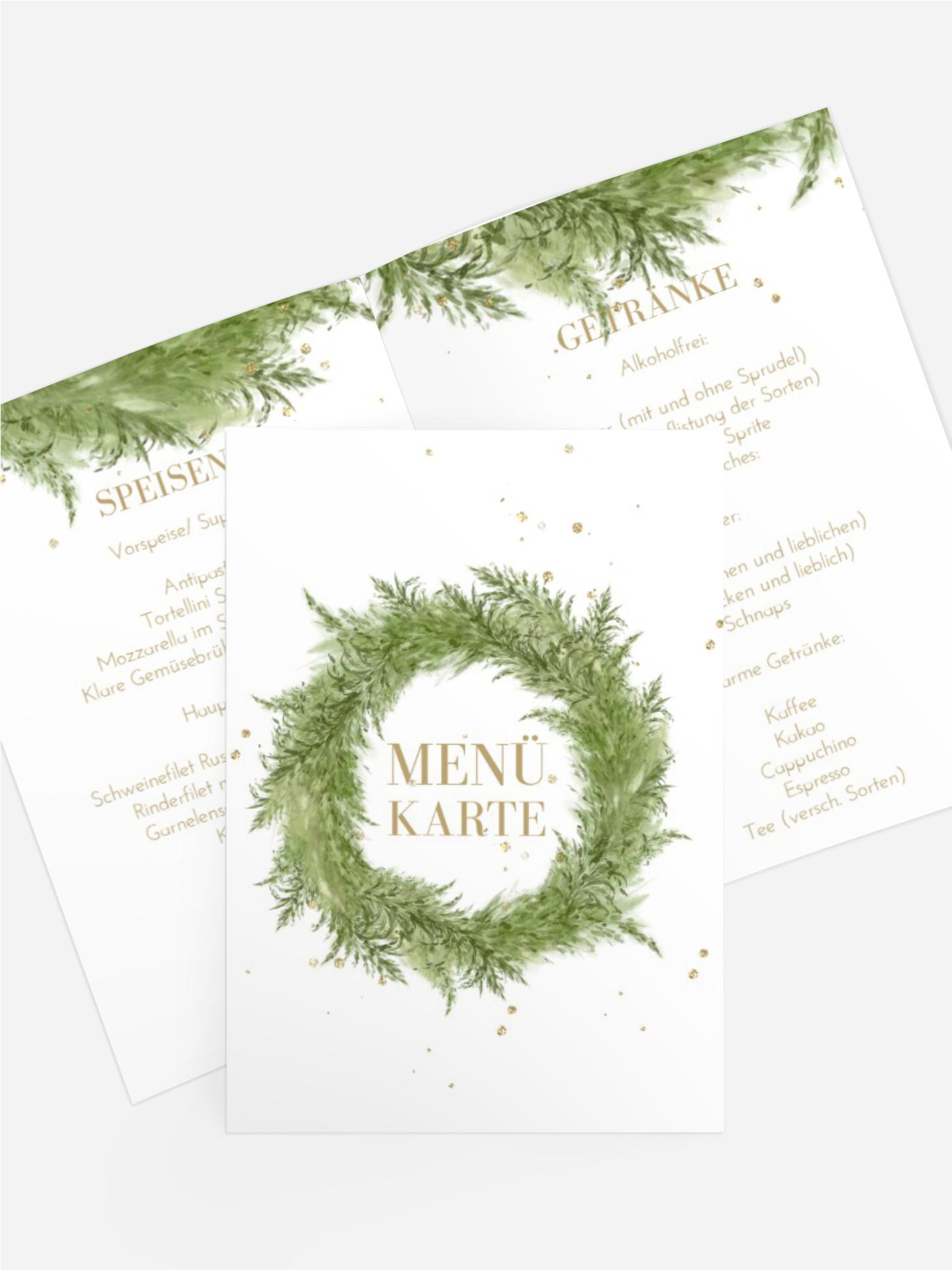 Menükarte Grün-Zweig