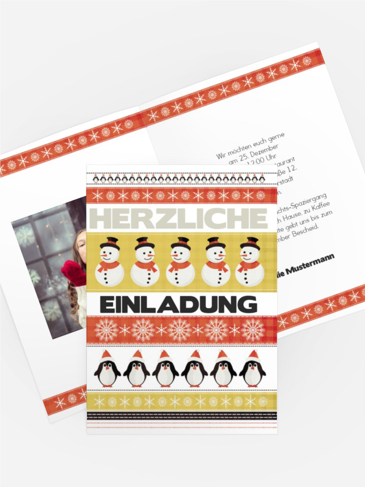 Foto Weihnachtseinladung Kariert