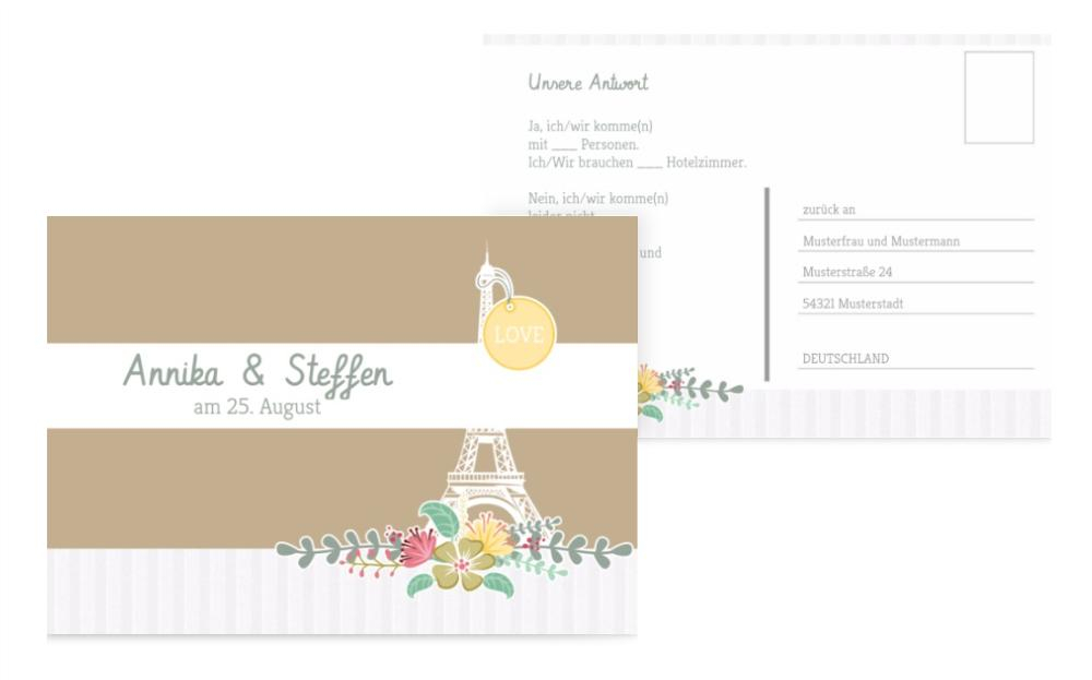 Antwortkarte zur Hochzeit Paris Antwortkarte zur Hochzeit Paris