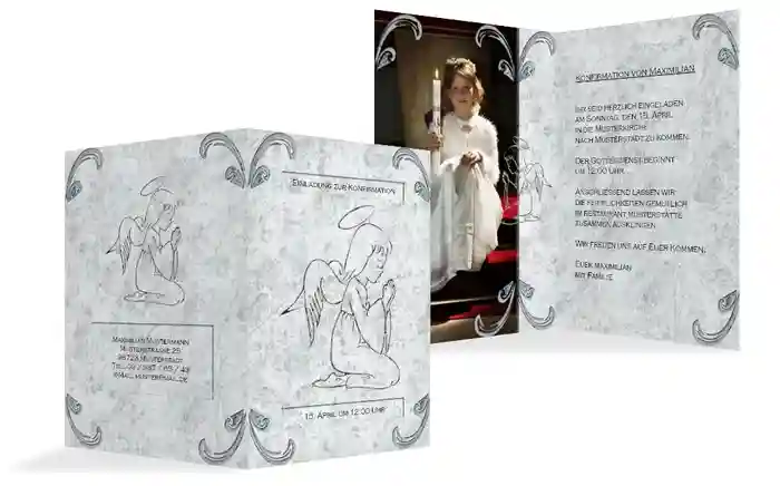 Einladung zur Konfirmation Relief-Engelchen