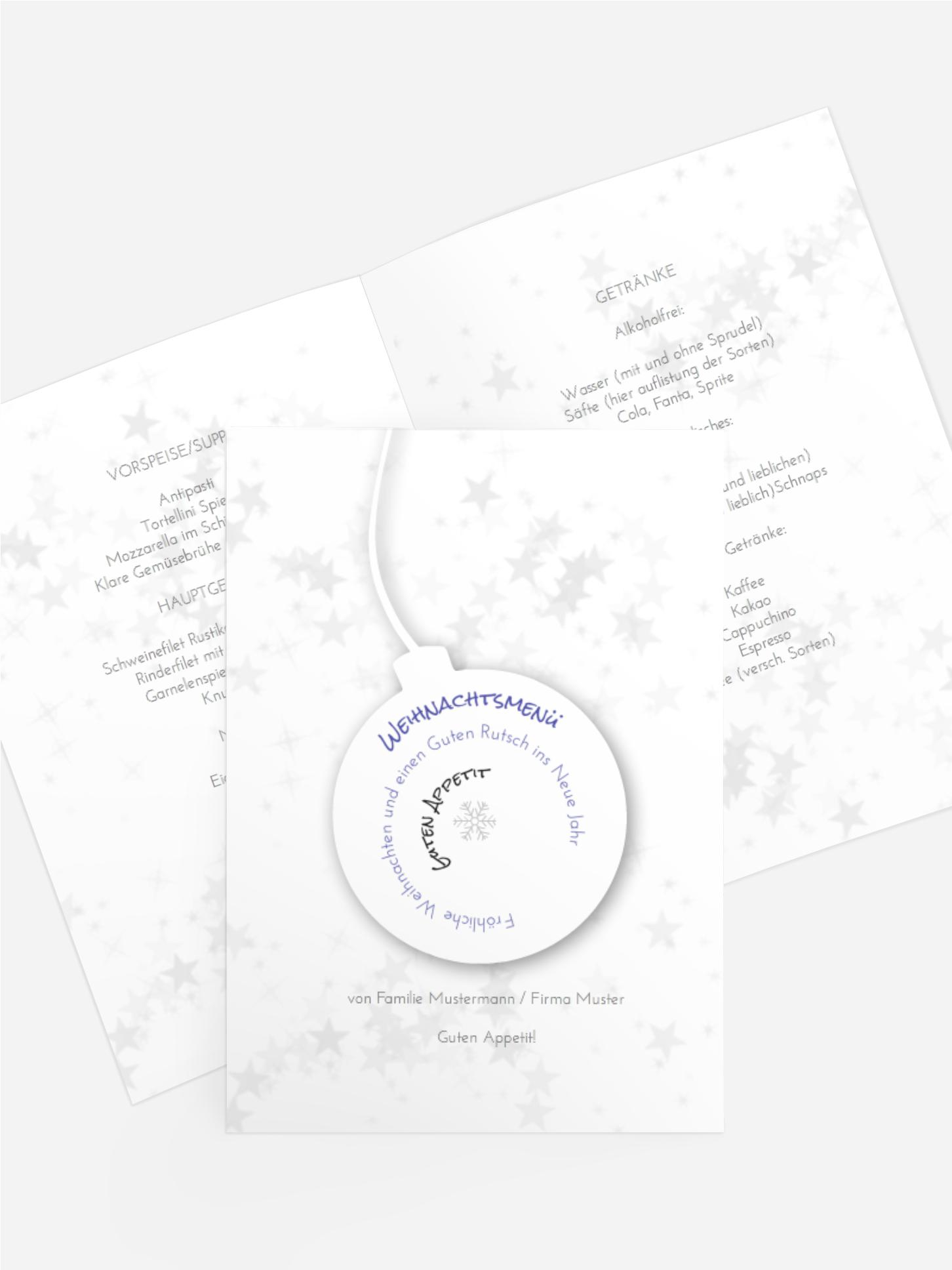 Menükarte Schriftkugel