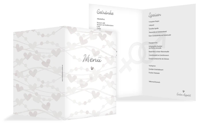 Menükarte Im Zeichen der Liebe