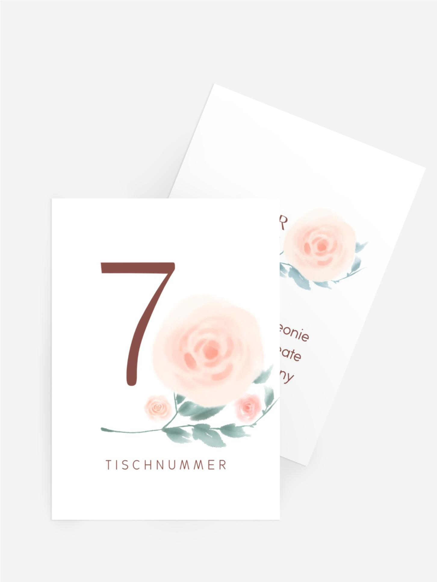 Tischnummer Hochzeit Zentrale Rose