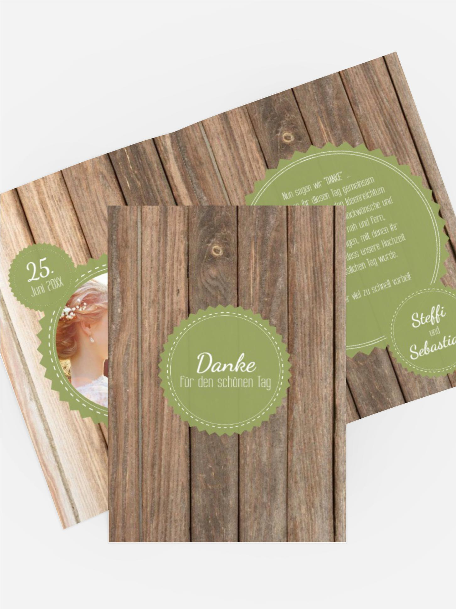 Hochzeit Dankeskarte Vintage Holz