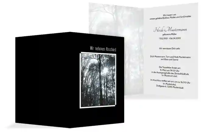 Trauerkarte Wald hoch