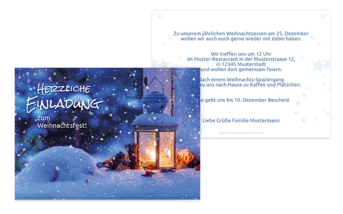 Einladung Weihnachten Privat Laterne