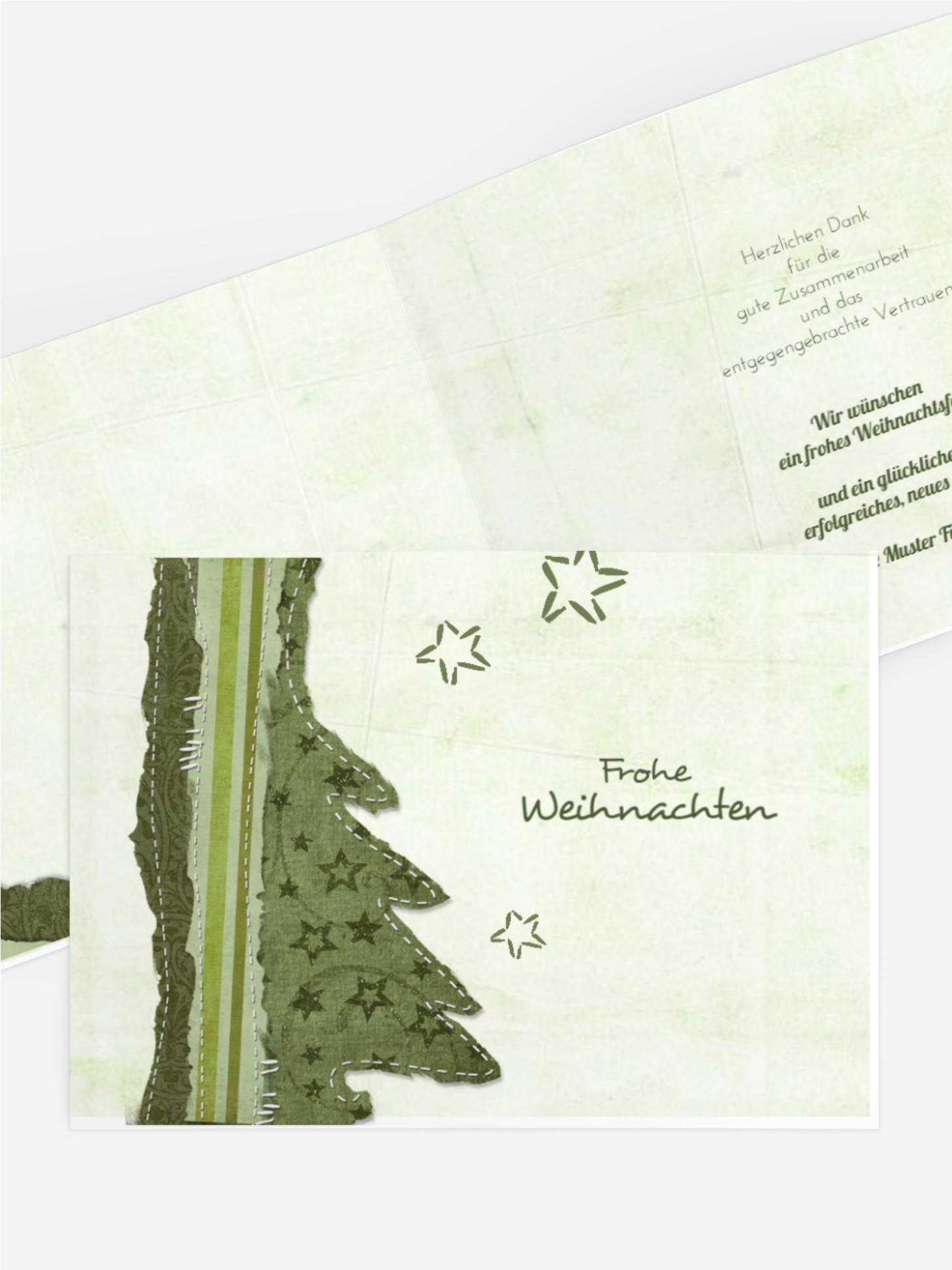 Weihnachts Grußkarte geschäftlich Stoffbaum