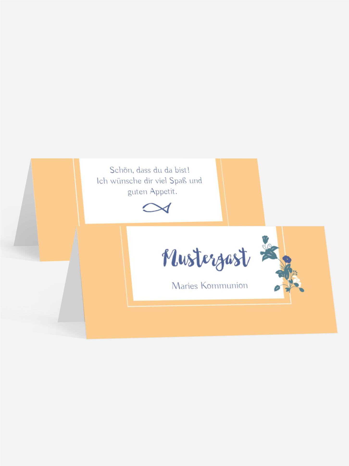Tischkarte Kommunion Blumenkranz