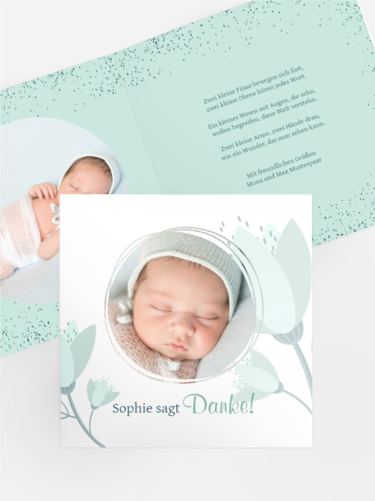 Baby Dankeskarte Magische Blume