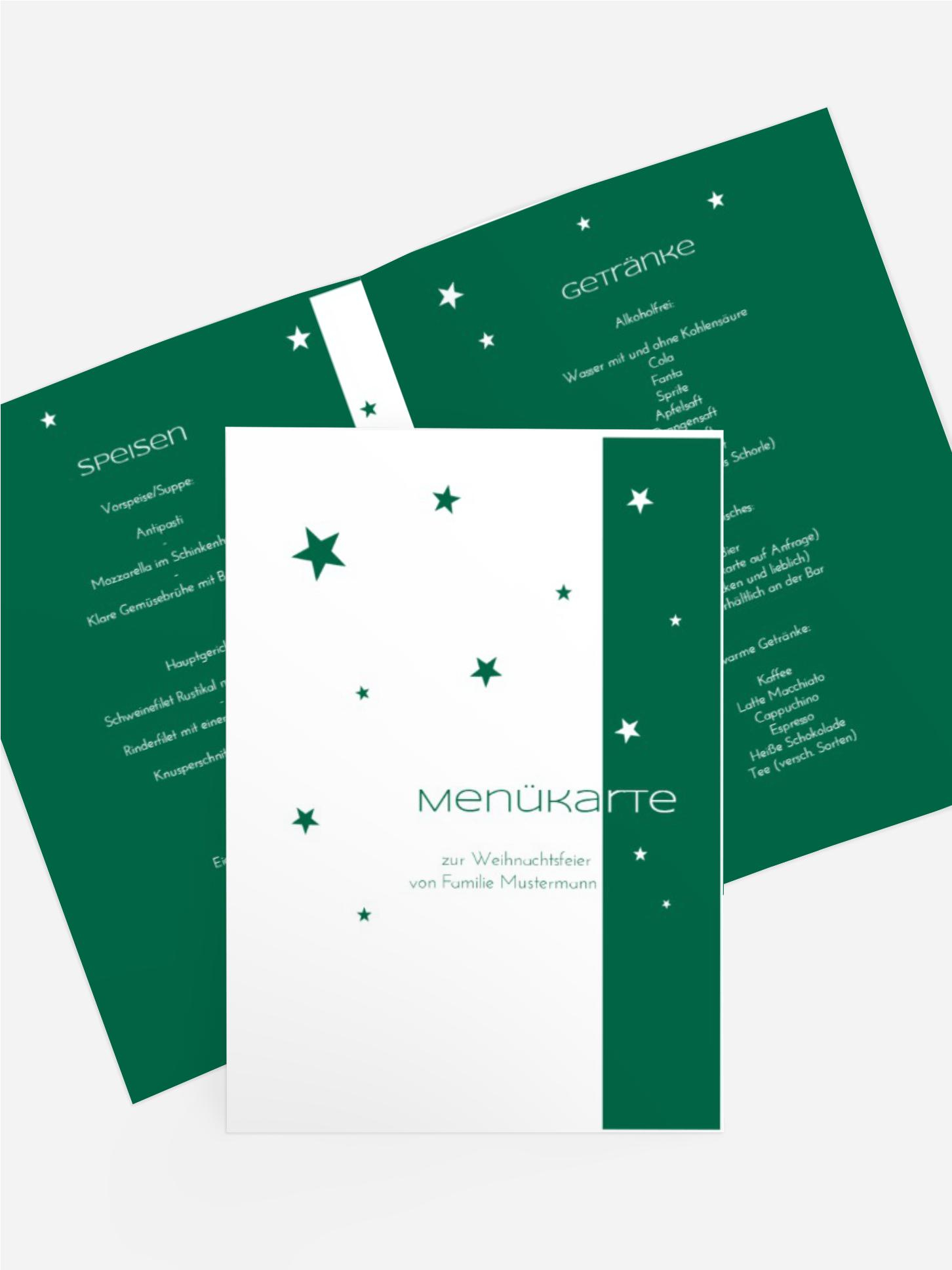 Menükarte zur Weihnachtsfeier Classic Stars