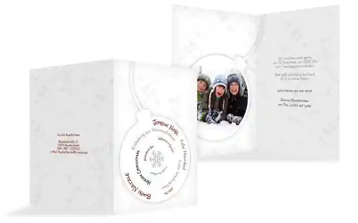 Weihnachtseinladung Privat Schriftkugel