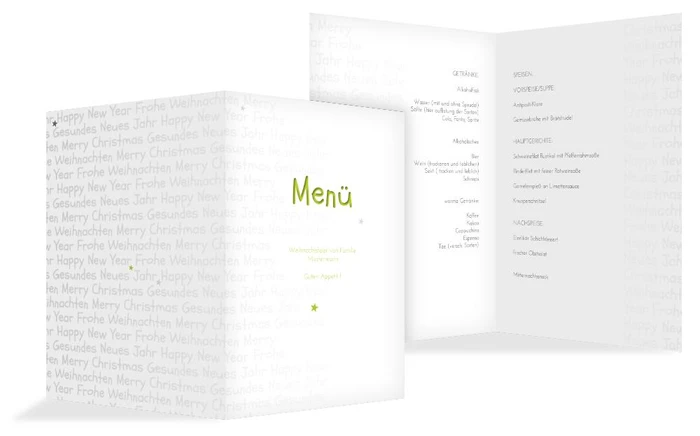 Weihnachts Menükarte Schrift