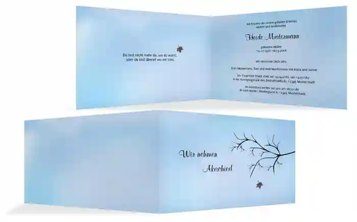 Trauerkarte Blatt quer