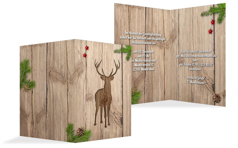 Weihnachts Einladungskarte geschäftlich Holztisch Weihnachts Einladungskarte geschäftlich Holztisch